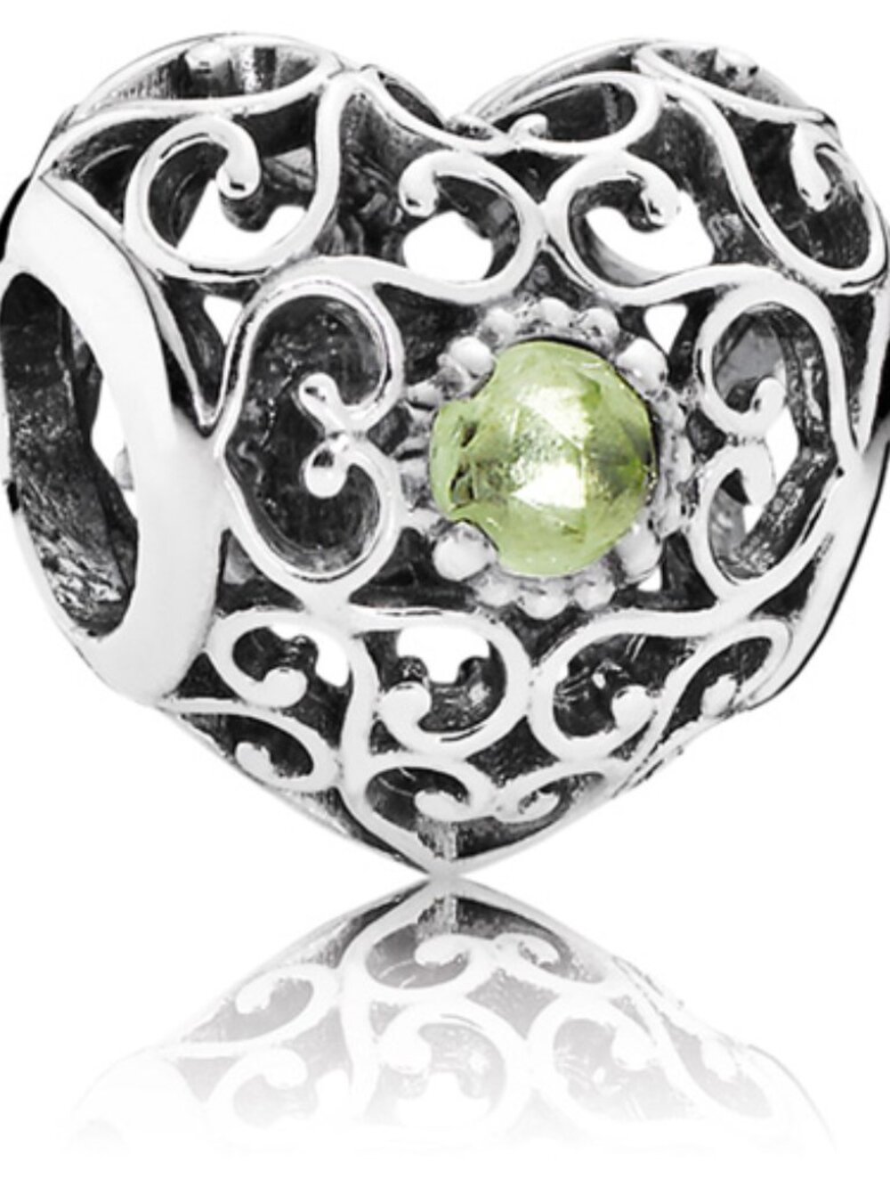 Pandora Retired Sterling Silver August Signature Birthstone Heart Charm 791784PE
